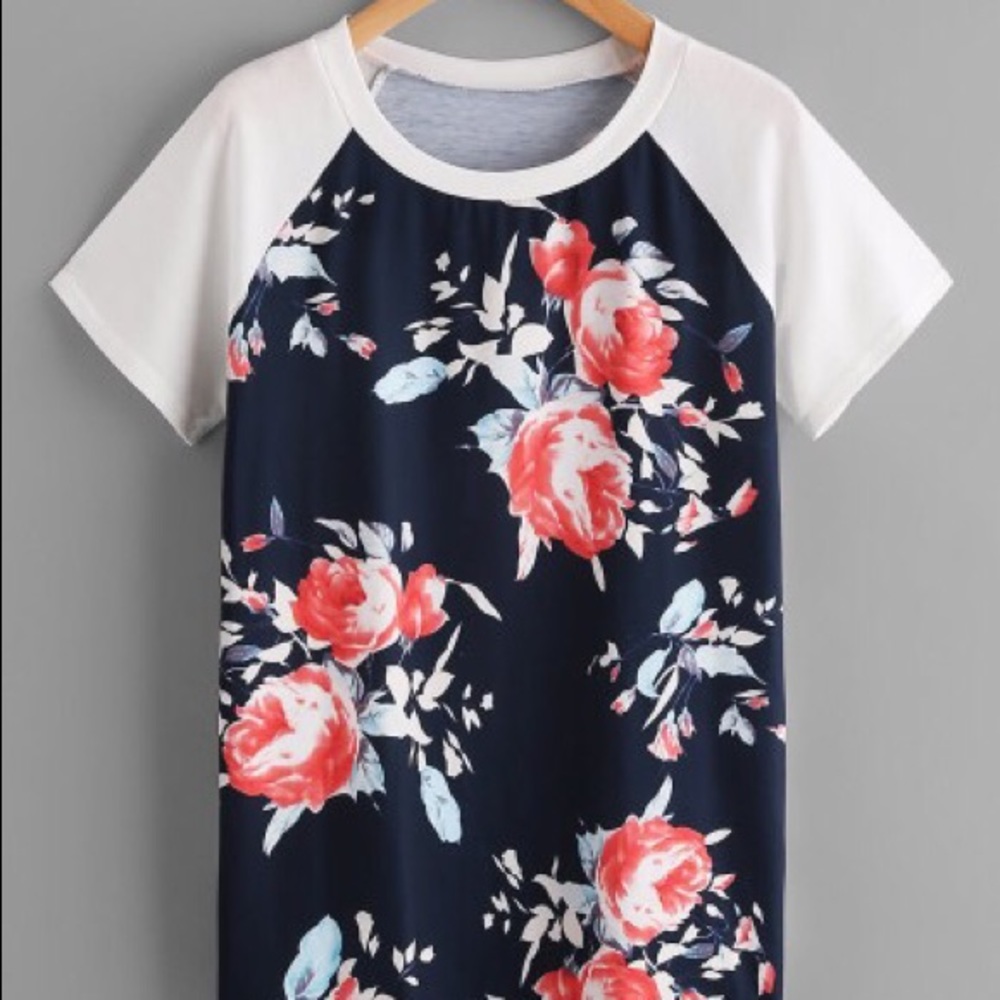 Floral Print Raglan T-shirt